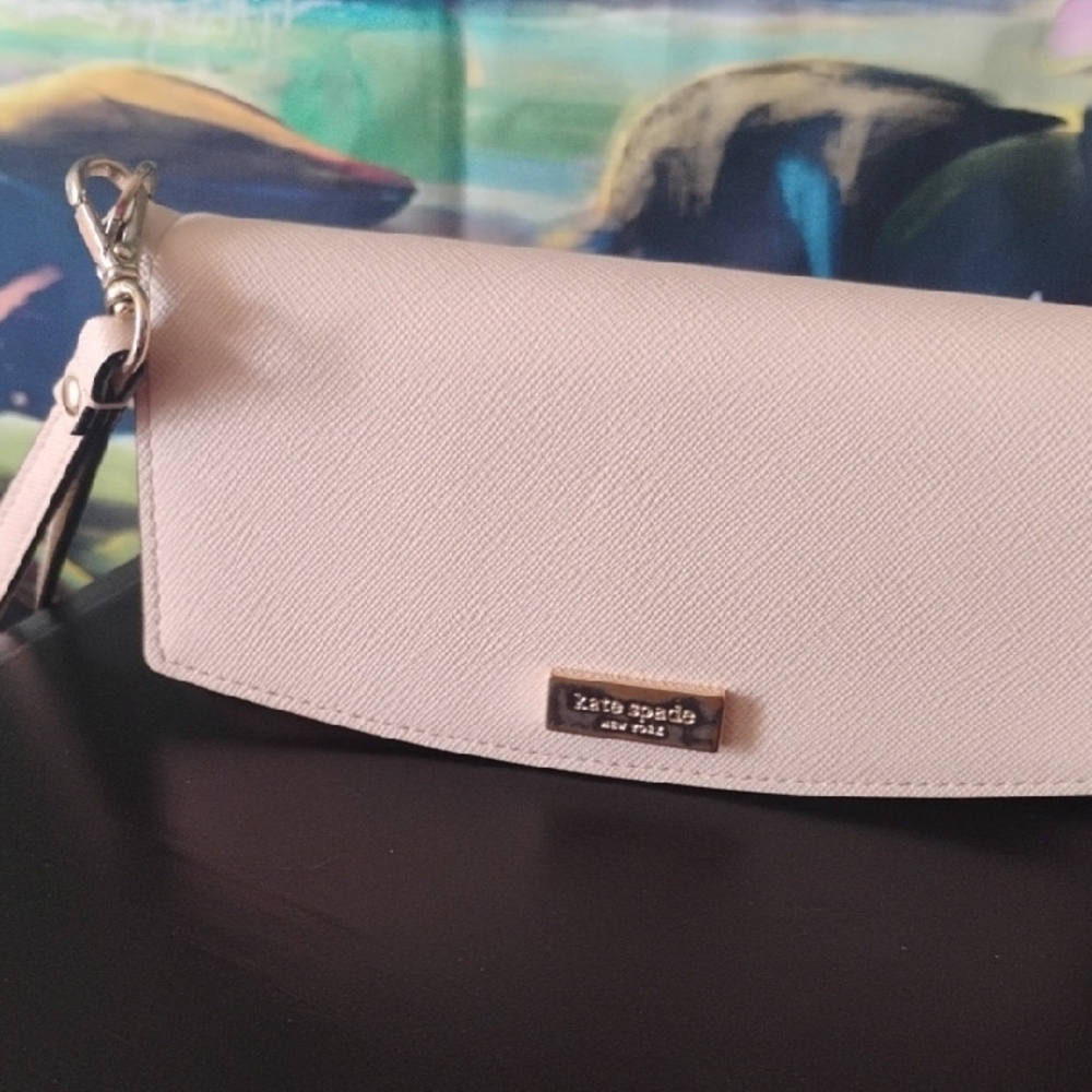 Kate Spade Cream Clutch with Flap Closure